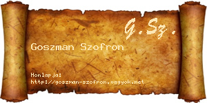Goszman Szofron névjegykártya